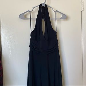 BCBG Maxazria VINTAGE black tie halter v neck full length dress CS NWT ruched